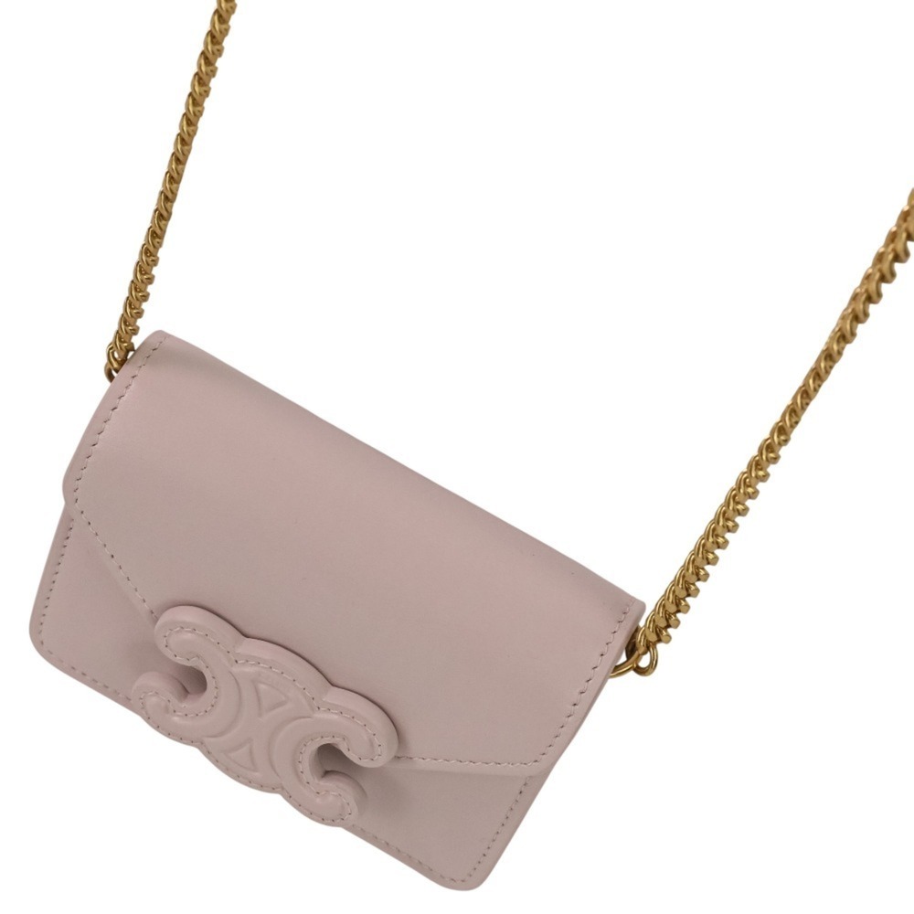 CELINE Triomphe Chain Card Holder Mini Shoulder Bag S-BB-4292 Light Pink Women's - Picture 4 of 13
